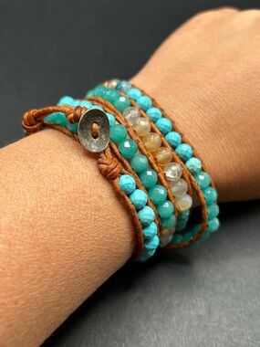 Chan Luu Large Turquoise Gemstone Multi-Strand Beaded Wrap Bracelet